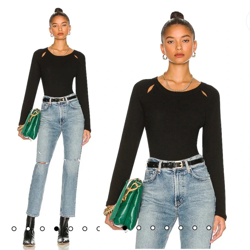$136 LNA Mezzanine Brushed Rib Sweater Size Small Black Revolve Shopbop